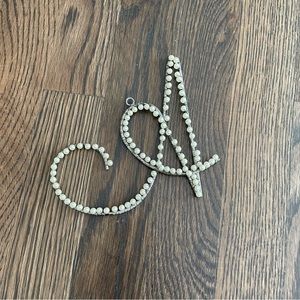 Pearl Beaded Wire “A” Ornament